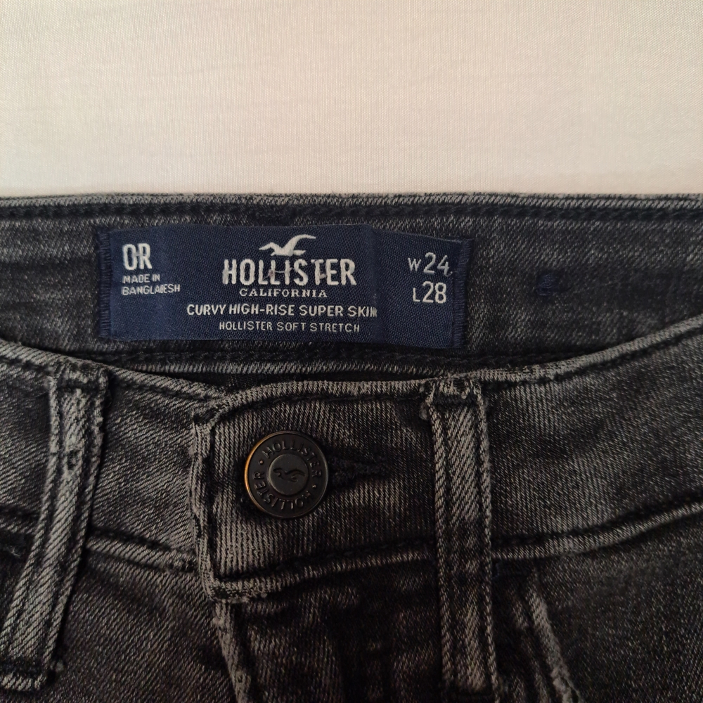 Hollister Gray High-Rise Super Skinny Denim Jeans Women's Size W24 L28 - Picture 3 of 5